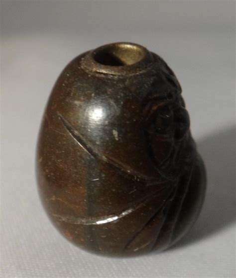 Antique Japanese Ojime Bead Bodhi Darma Daruma Meji Period 20mm X