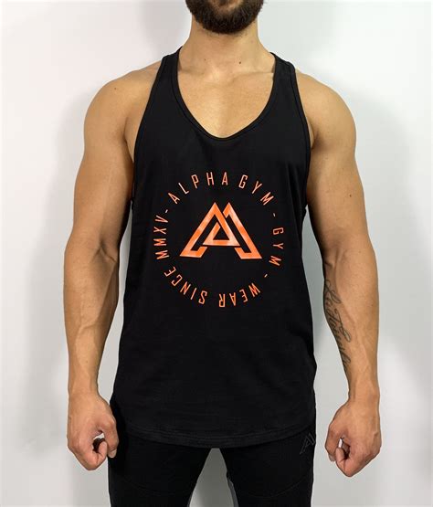 Alpha Gym Signature Stringer Black Orange Stringer Men Alpha Gym