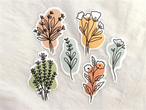 Minimalist Flower Sticker Pack Etsy