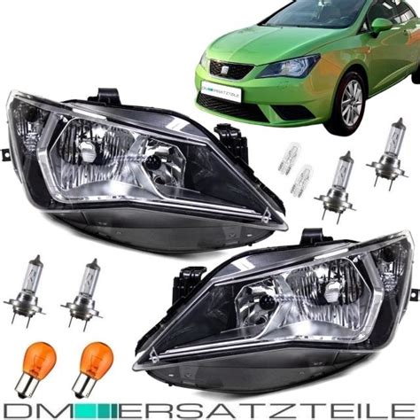 Set Seat Ibiza J Scheinwerfer Links Rechts Klarglas Chrom Schwarz