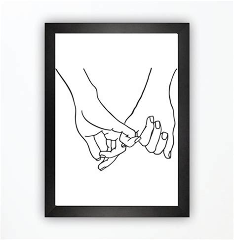 Quadro Decorativo Mãos Dadas Casal Amor Linhas Moldura Elo7