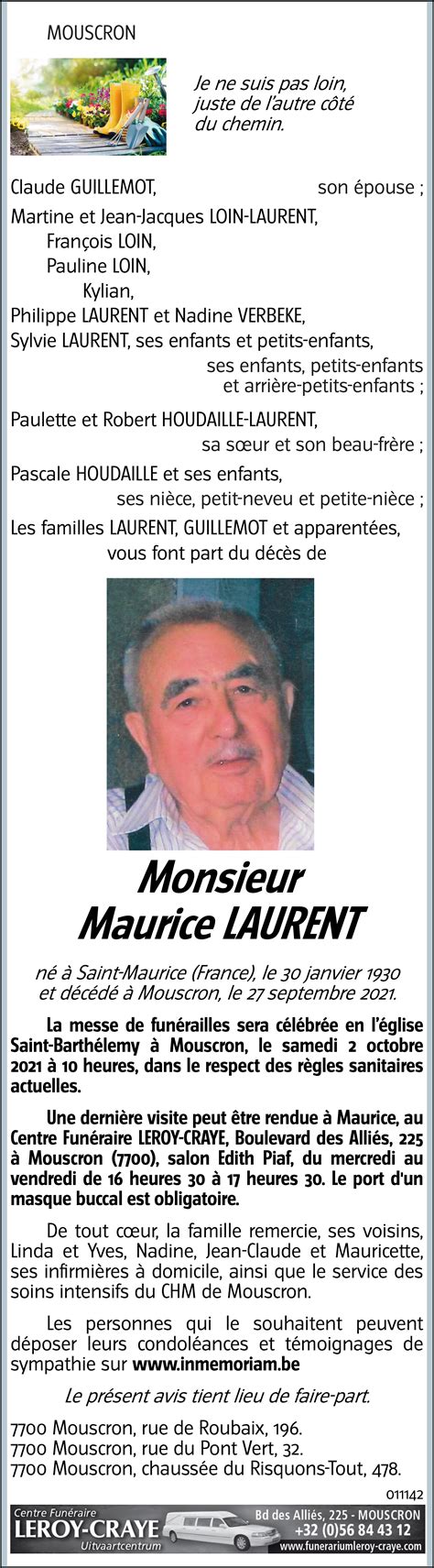 Maurice Laurent Avis N Crologique Lavenir Net