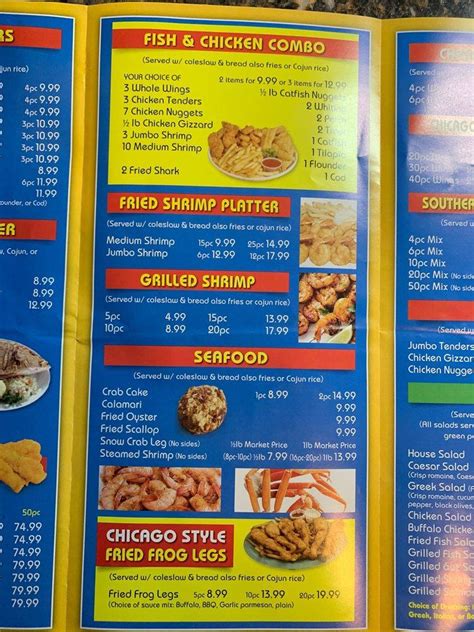 Menu At Sharks Fish And Chicken Restaurant Baltimore