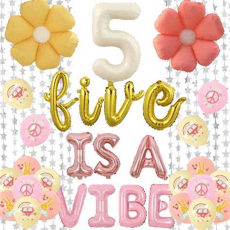 Amazon Wonmelody Five Is A Vibe 5th Birthday Party Decor Five Is A