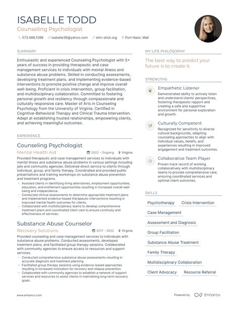 3 Successful Counseling Psychologist Resume Examples And Writing Tips
