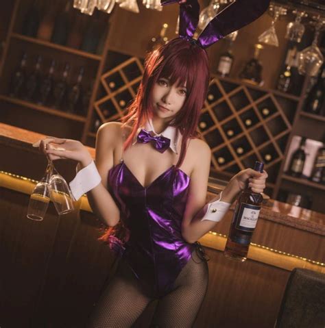 Scáthach 🐰bunny Suit🐰 🍷fategrand Order🍷 Cosplay By Momoko葵葵 😍👌