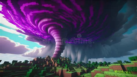 Minecraft Inspired Colorful Tornado Minecraft Game World Cube Voxel