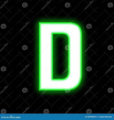 Shiny Bright Green Color Neon Letter D 3d Illustration Alphabet Stock