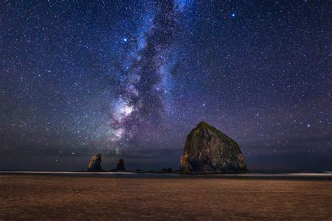 Fond d écran paysage mer nuit galaxie eau Roche la nature