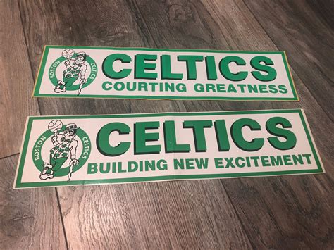 2 Vintage Boston Celtics Bumper Stickers Courting Greatness Building