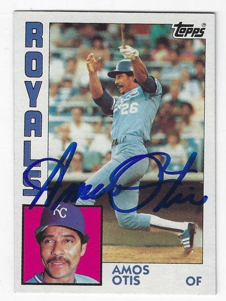 Autographed AMOS OTIS Kansas City Royals 1984 Topps Card Main Line