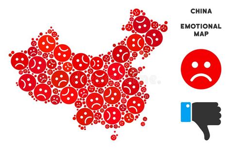 Vector Emotional China Map Mosaic Of Sad Smileys Stock Vector