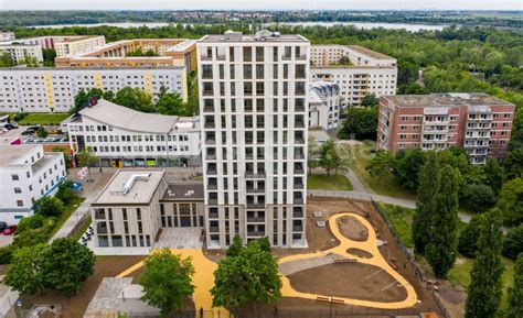 Luftbild Leipzig Hochhaus Gebäude im Wohngebiet Lipsia Turm im