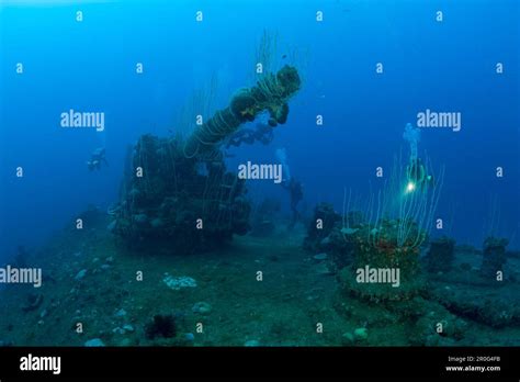 Deck Of USS Carlisle With Inch Gun And Divers Marshall Islands Bikini Atoll Micronesia