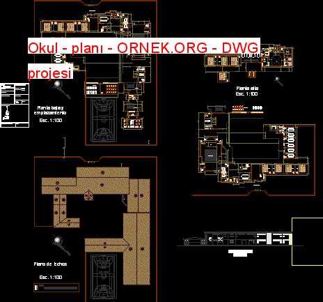 Okul Plan Dwg Projesi Autocad Projeler