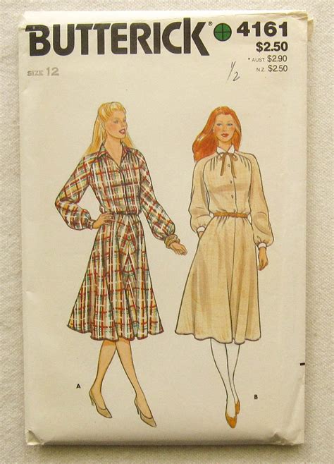 Vintage Sewing Pattern Uncut Butterick 4161 Size 12 Dress Etsy