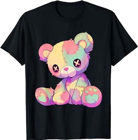 Kawaii Pastel Goth Creepy Cute Witchy Patchwork Teddy Bear T Shirt