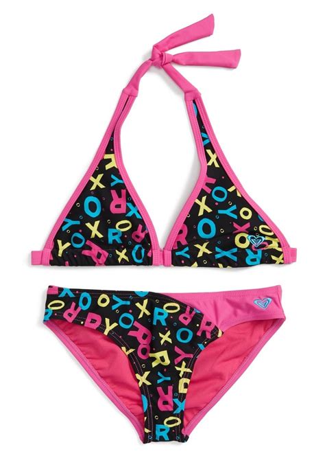 Roxy Roxy Pop Logo Two Piece Swimsuit Big Girls Swimwear Shop