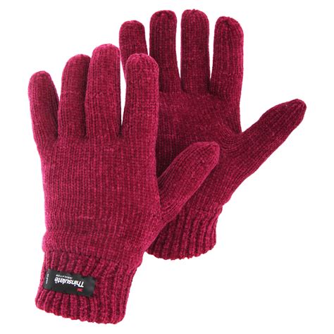 Womens Ladies Thinsulate Thermal Chenille Knitted Winter Gloves Ebay