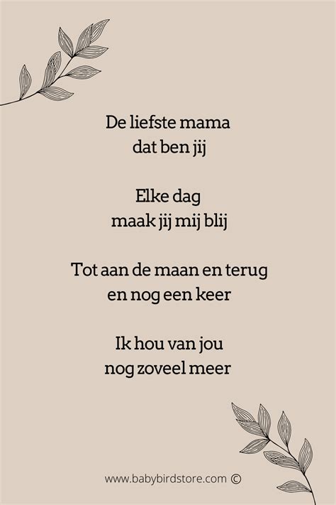 GEDICHT VOOR MAMA Mama Gedicht BabyBird Store Gedichten Mama