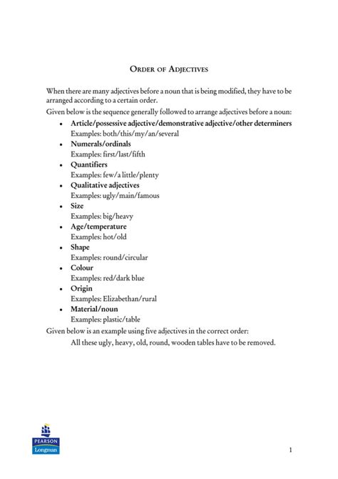 Order Of Adjectives Pdf