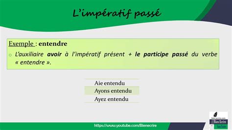 Limpératif présent conjugaison Bien écrire