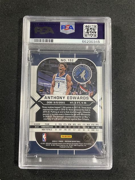 Panini Obsidian Electric Etch Purple Anthony Edwards