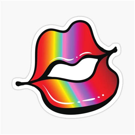 Luscious Rainbow Red Lips Sticker For Sale By 3bubble Redbubble