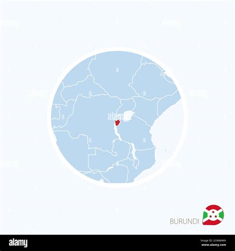 Map Icon Of Burundi Blue Map Of Africa With Highlighted Burundi In Red