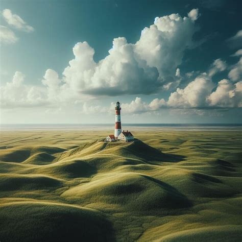 Premium Photo Westerheversand Lighthouse In The Grass Field