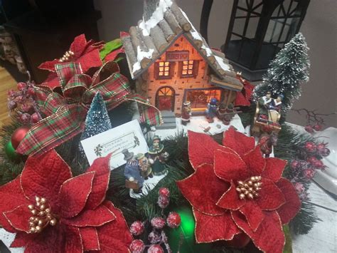 A Dickens Village Home Centerpiece, complete with lights. Perfect for ...