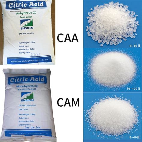 Food Grade Organic Citric Acid Anhydrous 30 100 Mesh Food Additive