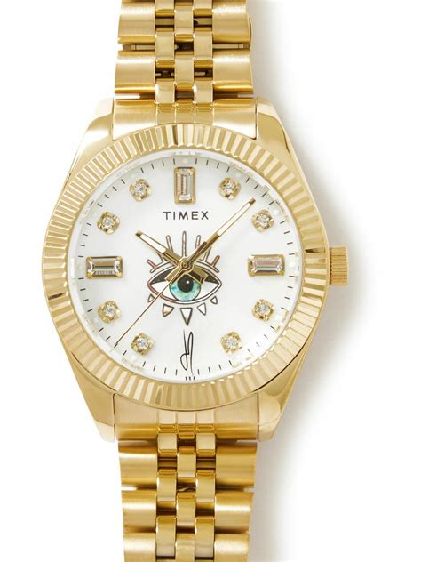 Timex Jacquie Aiche Mm Gold Tone Crystal Watch Timex