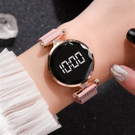 Luxury Digital Magnet Watches For Women Rose Gold Stainless | Etsy