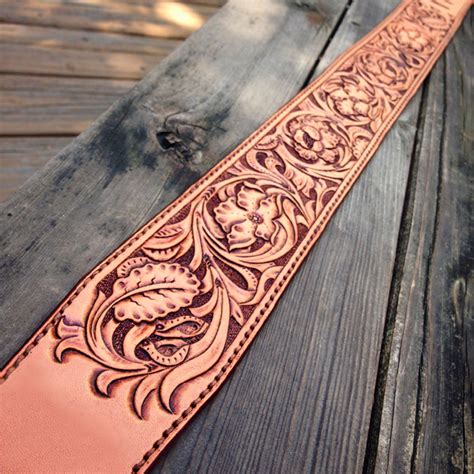 Custom Hand Tooled Floral Guitar Straps Archetype Leather