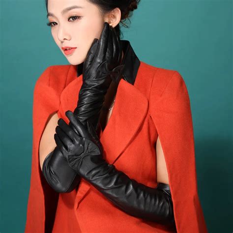 2018 Italian Women Sexy Autumn Winter New Style Opera Long Genuine Lambskin Nappa Leather Show