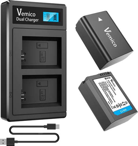 Amazon Vemico NP FW50 Battery Charger Kit 2 X 1200mAh With LCD USB