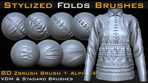 Artstation 80 Stylized Fold And Seam Stitch Brushes And Alpha 4k