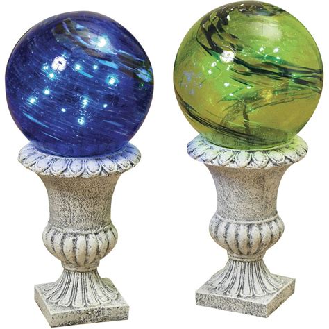 20 5 H Solar Lighted Glass Gazing Ball And Resin Pedestal