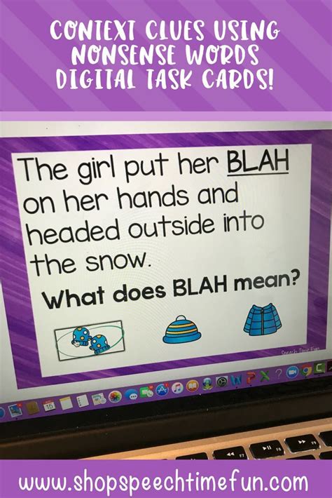 Context Clues Using Nonsense Words Boom Cards Freebie Working On Vocabulary Can Be A Challenge