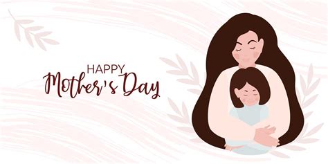 Landing Page With Young Woman Hugging Her Daughter Banner About Happy