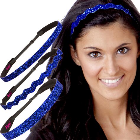 Hipsy Womens Adjustable No Slip Bling Glitter Headband 3 Pack Mixed