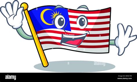 Waving Flag Malaysia Cartoon Isolated With Character Stock Vector Image