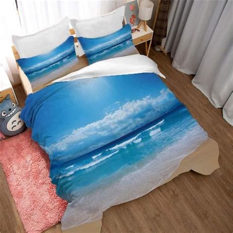 Housse De Couette X Cm Bord De Mer Avec Taie D Oreiller Pour