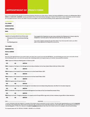 Fillable Online APPOINTMENT OF PROXY FORM Fax Email Print PdfFiller