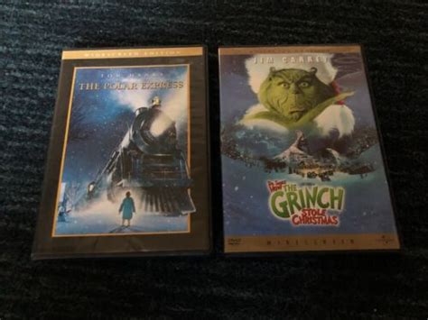 POLAR EXPRESS GRINCH WHOLE STOLE CHRISTMAS DVDS WIDE SCREENS VG