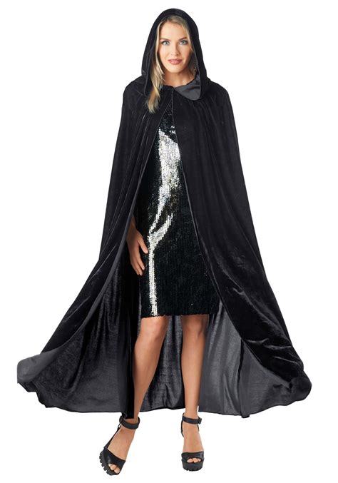 Black Velvet Adult Hooded Cape