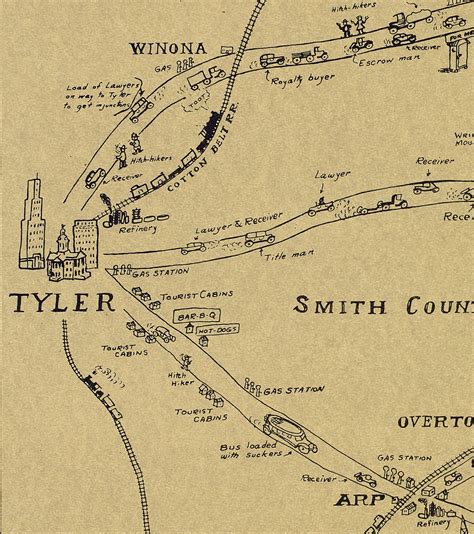 Map Of East Texas Oil Field Pictorial — Or Illustrated — Maps By