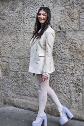 Elisa Maino Arriving At Ermanno Scervino Fashion Show In Milan 02 25