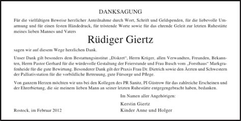 Traueranzeigen von Rüdiger Giertz trauer anzeigen de